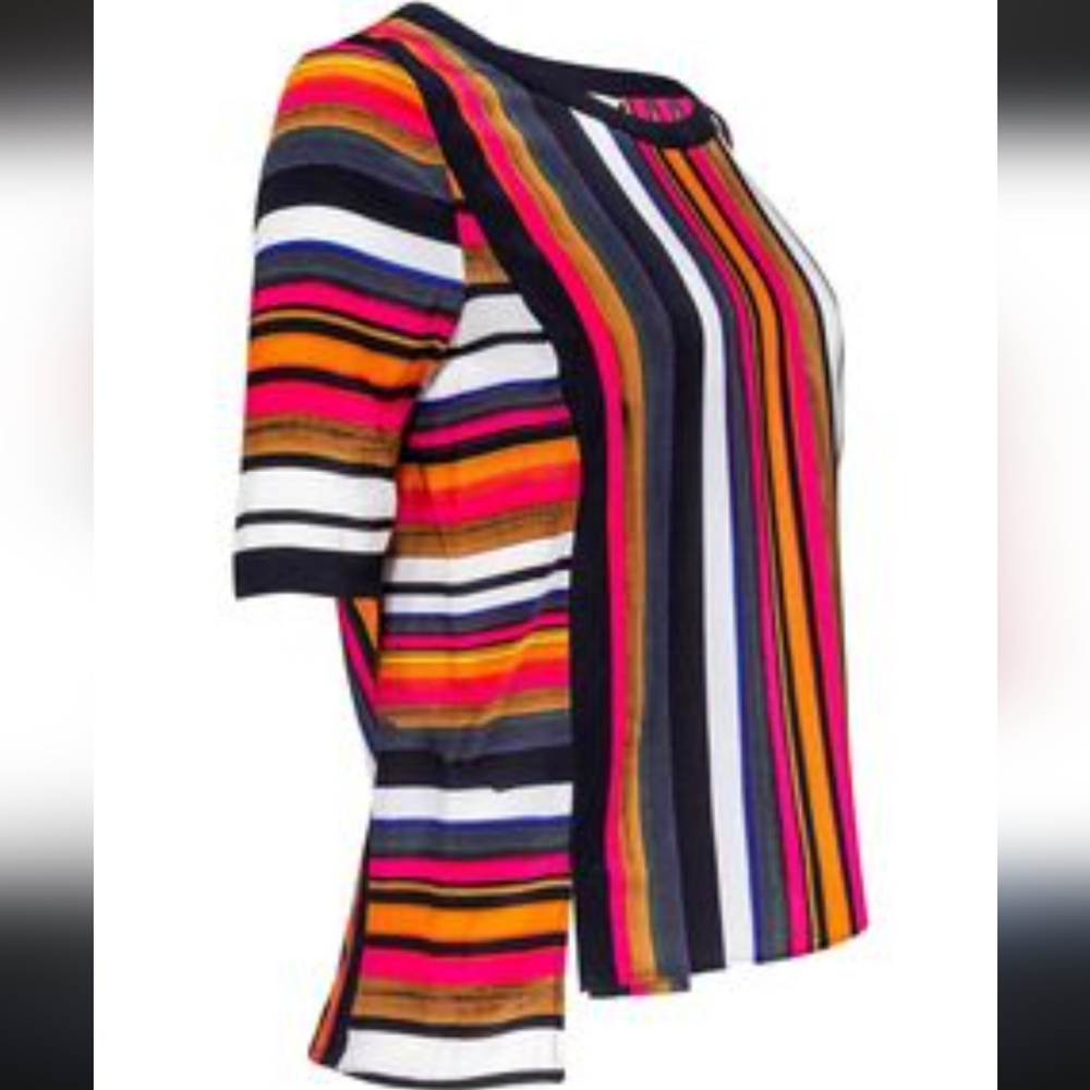 Trina Turk 100% Silk Multicolor Striped Top